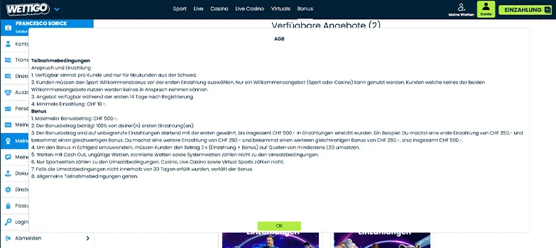 Wettigo Willkommensangebot
